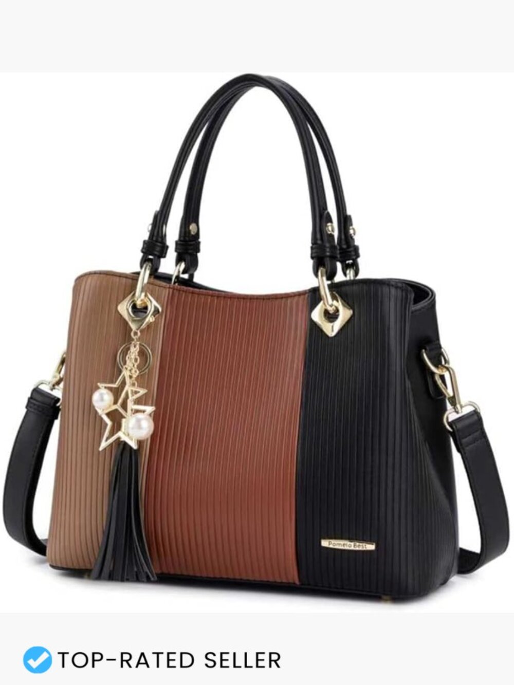 Women Satchel Handbags Multiple Pockets PU Leather Adjustable Strap Work Bag